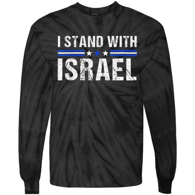 Support I Stand With Israel Jewish Heritage Israeli Flag Tie-Dye Long Sleeve Shirt