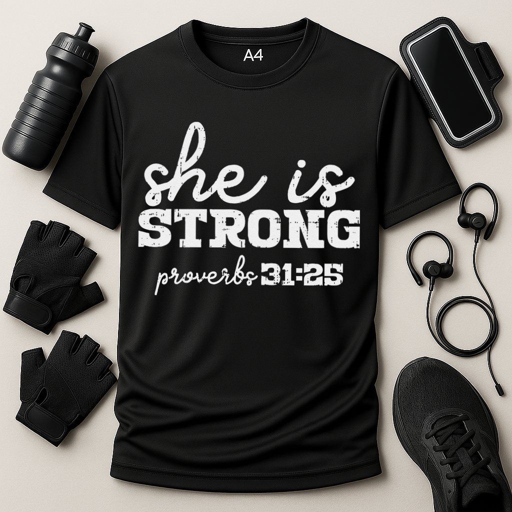 She Is Strong Proverbs Bible God Jesus Christian Gift Cooling Performance Crew T-Shirt