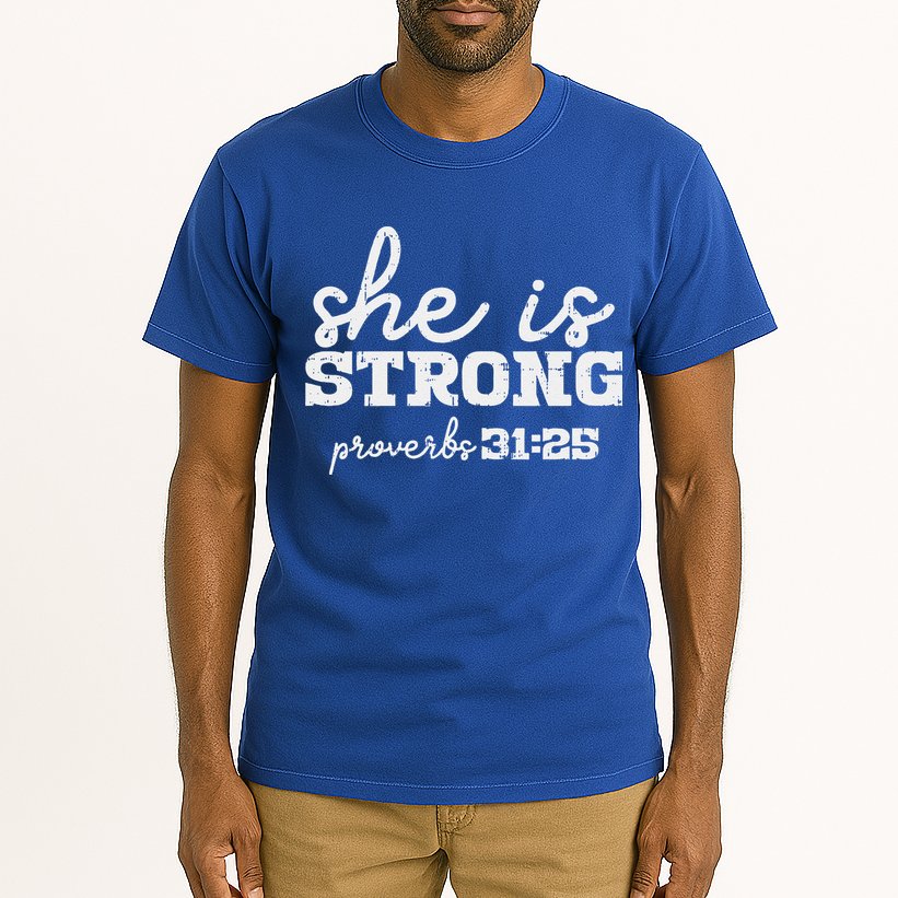 She Is Strong Proverbs Bible God Jesus Christian Gift Tall T-Shirt