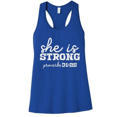 She Is Strong Proverbs Bible God Jesus Christian Gift Women's Racerback Tank