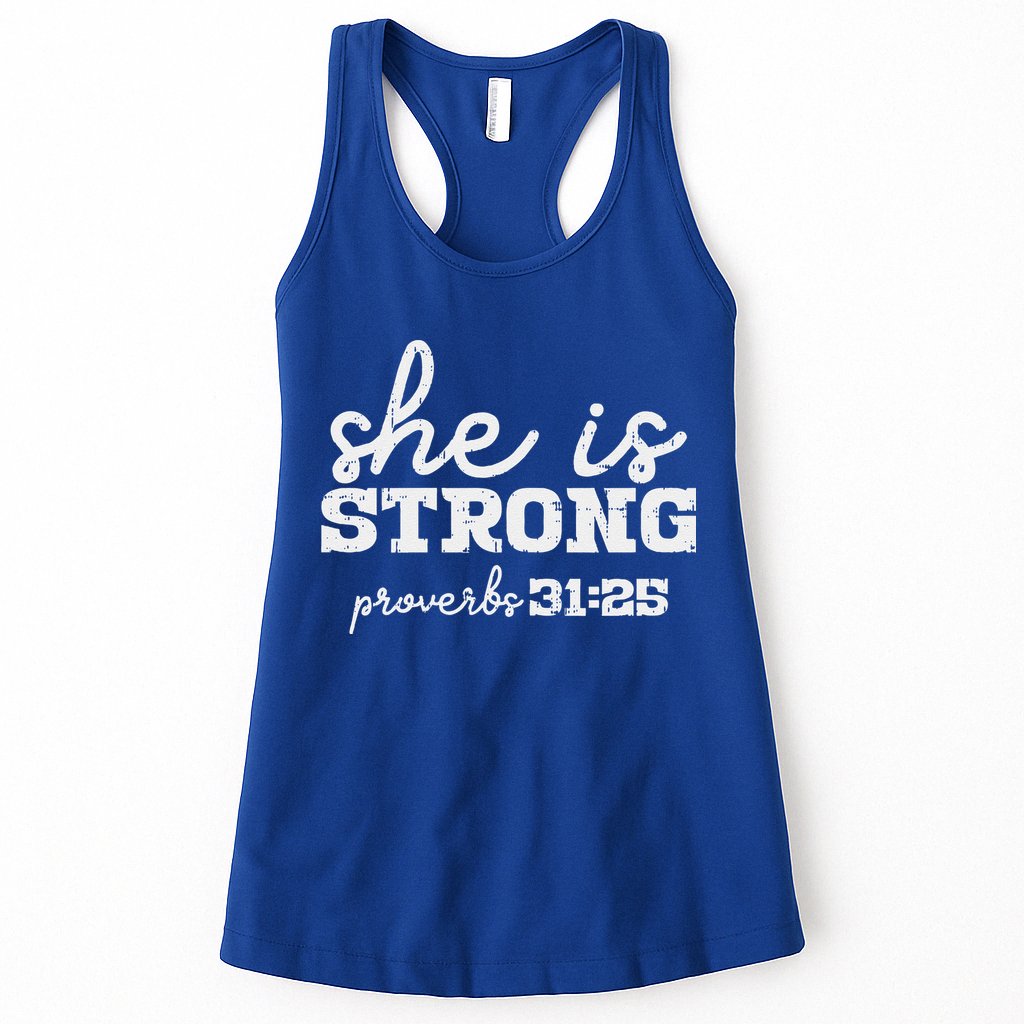She Is Strong Proverbs Bible God Jesus Christian Gift Womens Tank Top