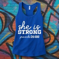 She Is Strong Proverbs Bible God Jesus Christian Gift Womens Tank Top