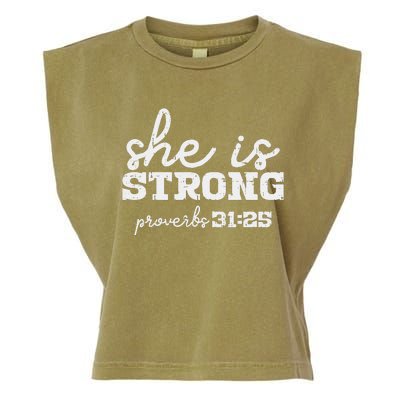 She Is Strong Proverbs Bible God Jesus Christian Gift Garment-Dyed Women's Muscle Tee