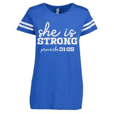 She Is Strong Proverbs Bible God Jesus Christian Gift Enza Ladies Jersey Football T-Shirt