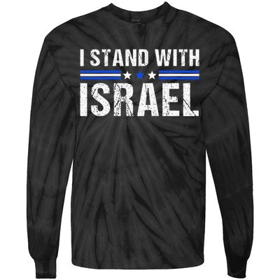 Support I Stand With Israel Jewish Heritage Israeli Flag Tie-Dye Long Sleeve Shirt