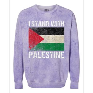 Support I Stand With Palestine Free Palestine Flag Arabic Colorblast Crewneck Sweatshirt