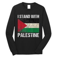 Support I Stand With Palestine Free Palestine Flag Arabic Long Sleeve Shirt