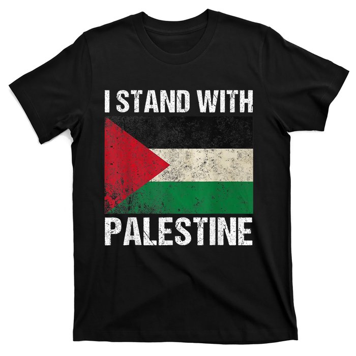 Support I Stand With Palestine Free Palestine Flag Arabic T-Shirt