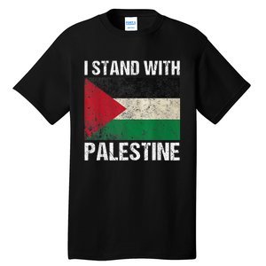 Support I Stand With Palestine Free Palestine Flag Arabic Tall T-Shirt