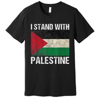 Support I Stand With Palestine Free Palestine Flag Arabic Premium T-Shirt