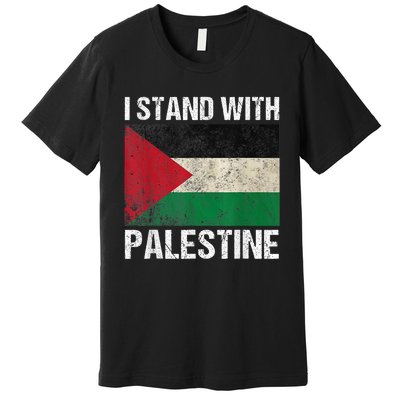 Support I Stand With Palestine Free Palestine Flag Arabic Premium T-Shirt