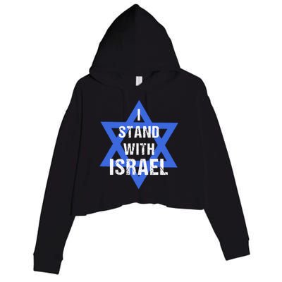 Support I Stand With Israel Jewish Heritage Israeli Flag Crop Fleece Hoodie