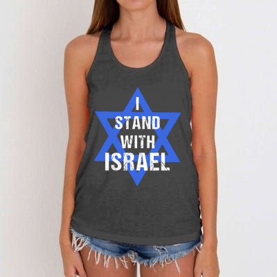 Support I Stand With Israel Jewish Heritage Israeli Flag Women's Knotted Racerback Tank