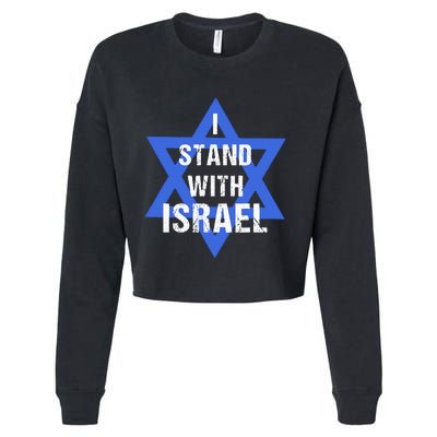 Support I Stand With Israel Jewish Heritage Israeli Flag Cropped Pullover Crew