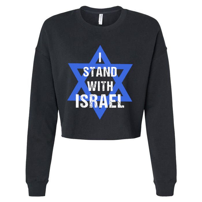 Support I Stand With Israel Jewish Heritage Israeli Flag Cropped Pullover Crew