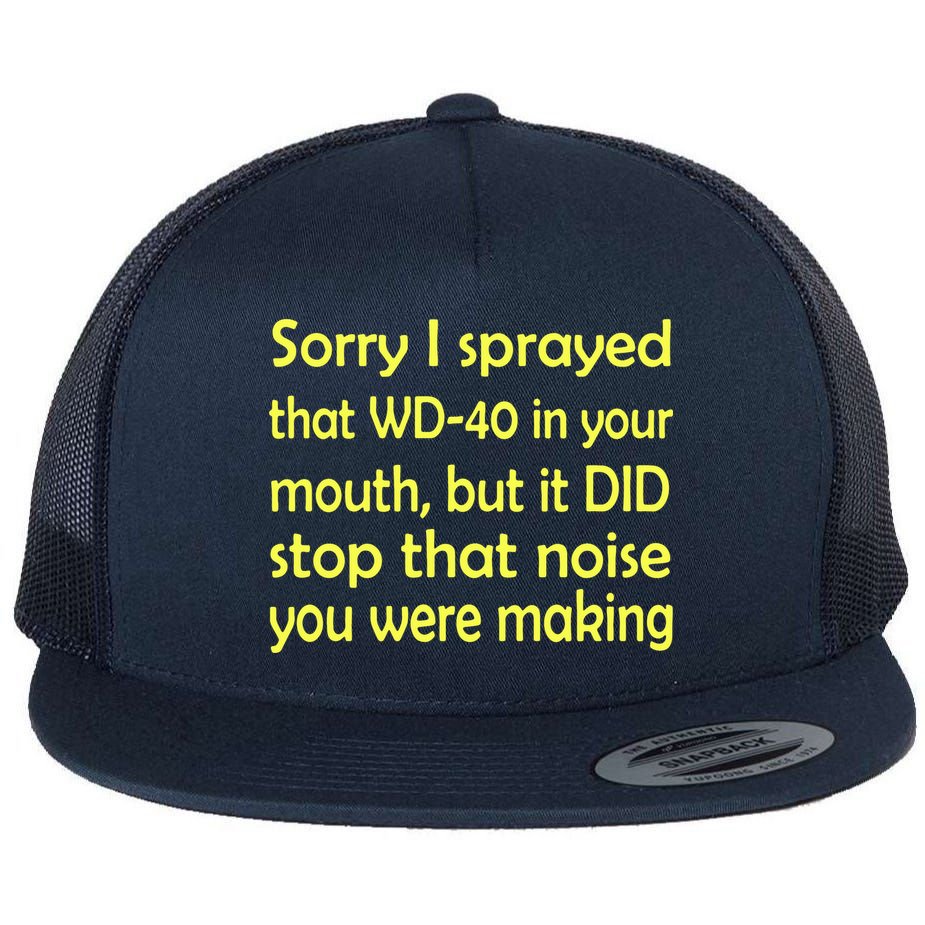 Sorry I Sprayed That WD 40 In Your Mouth Flat Bill Trucker Hat