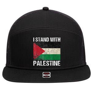 Support I Stand With Palestine Free Palestine Flag Arabic 7 Panel Mesh Trucker Snapback Hat