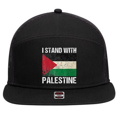 Support I Stand With Palestine Free Palestine Flag Arabic 7 Panel Mesh Trucker Snapback Hat