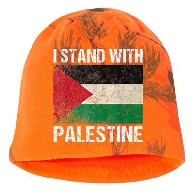 Support I Stand With Palestine Free Palestine Flag Arabic Kati - Camo Knit Beanie