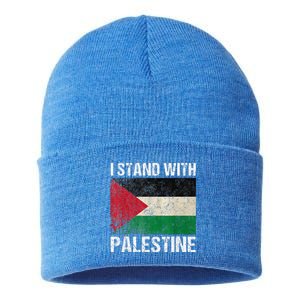 Support I Stand With Palestine Free Palestine Flag Arabic Sustainable Knit Beanie