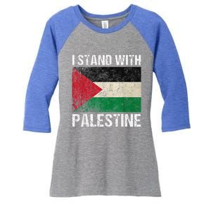 Support I Stand With Palestine Free Palestine Flag Arabic Women's Tri-Blend 3/4-Sleeve Raglan Shirt