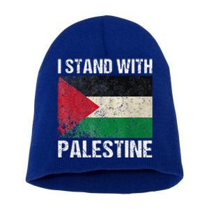 Support I Stand With Palestine Free Palestine Flag Arabic Short Acrylic Beanie