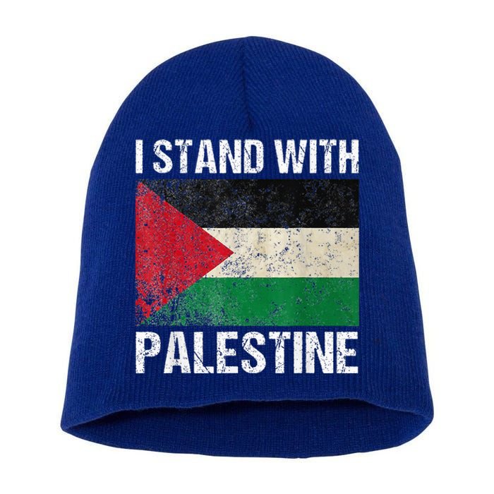 Support I Stand With Palestine Free Palestine Flag Arabic Short Acrylic Beanie