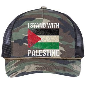 Support I Stand With Palestine Free Palestine Flag Arabic Retro Rope Trucker Hat Cap