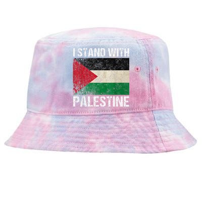 Support I Stand With Palestine Free Palestine Flag Arabic Tie-Dyed Bucket Hat