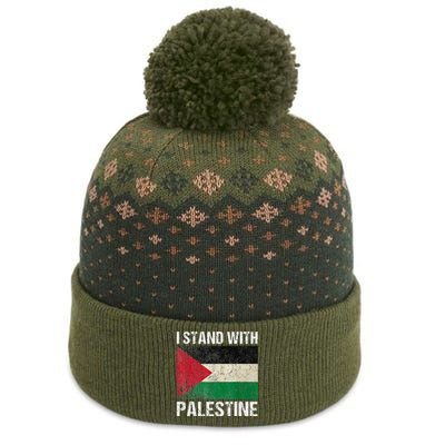 Support I Stand With Palestine Free Palestine Flag Arabic The Baniff Cuffed Pom Beanie