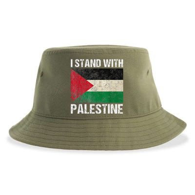 Support I Stand With Palestine Free Palestine Flag Arabic Sustainable Bucket Hat