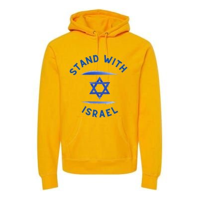 Support I Stand With Israel Jewish Heritage Israeli Flag Premium Hoodie