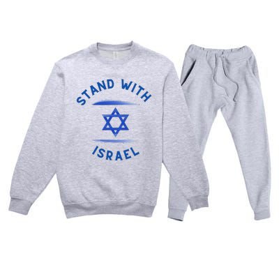 Support I Stand With Israel Jewish Heritage Israeli Flag Premium Crewneck Sweatsuit Set