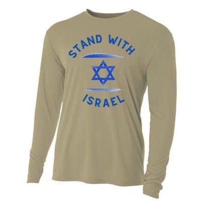 Support I Stand With Israel Jewish Heritage Israeli Flag Cooling Performance Long Sleeve Crew