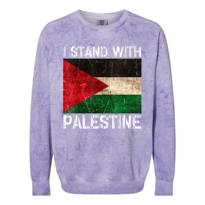 Support I Stand With Palestine Free Palestine Flag Arabic Colorblast Crewneck Sweatshirt