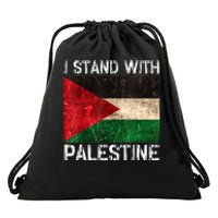 Support I Stand With Palestine Free Palestine Flag Arabic Drawstring Bag