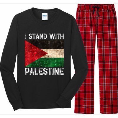 Support I Stand With Palestine Free Palestine Flag Arabic Long Sleeve Pajama Set