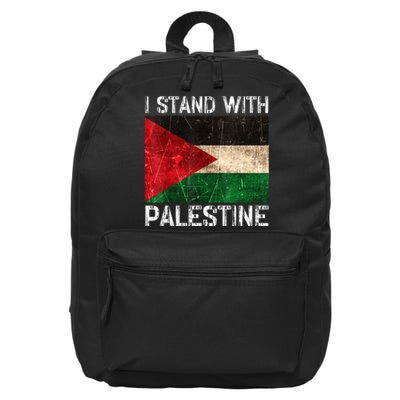 Support I Stand With Palestine Free Palestine Flag Arabic 16 in Basic Backpack