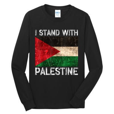 Support I Stand With Palestine Free Palestine Flag Arabic Tall Long Sleeve T-Shirt