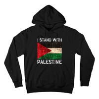 Support I Stand With Palestine Free Palestine Flag Arabic Tall Hoodie