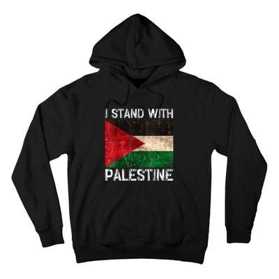 Support I Stand With Palestine Free Palestine Flag Arabic Tall Hoodie