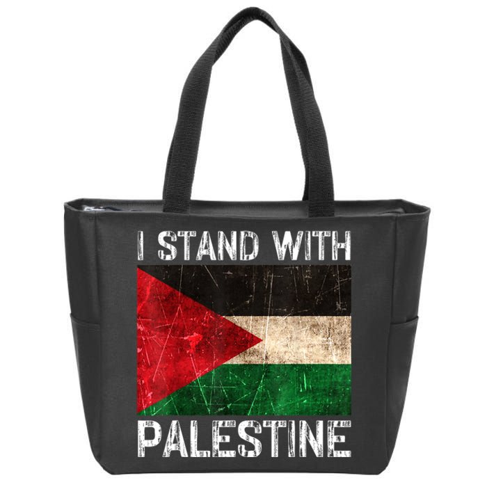 Support I Stand With Palestine Free Palestine Flag Arabic Zip Tote Bag