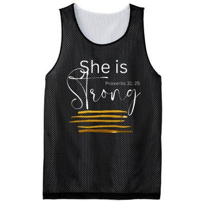 She Is Strong Proverbs 31:25 Bible Verse Slogan Mesh Reversible Basketball Jersey Tank