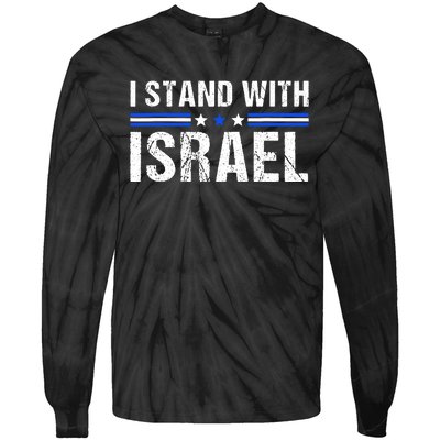 Support I Stand With Israel Jewish Heritage Israeli Flag Tie-Dye Long Sleeve Shirt