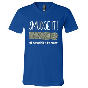 Smudge It Sage Burning Spiritual Healing Boho Witch Gift V-Neck T-Shirt