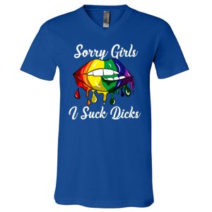 Sorry I Suck Dicks Like In Gay Bananas Lgbt Csd Gift V-Neck T-Shirt