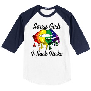 Sorry I Suck Dicks Like In Gay Bananas Lgbt Csd Gift Baseball Sleeve Shirt