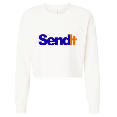 Sent It Spoof Parody Logo Cropped Pullover Crew