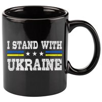 Support I Stand With Ukraine American Ukrainian Flag Gift 11oz C Handle Ceramic Mug