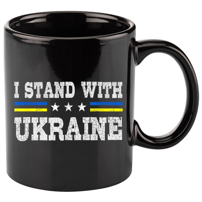 Support I Stand With Ukraine American Ukrainian Flag Gift 11oz C Handle Ceramic Mug